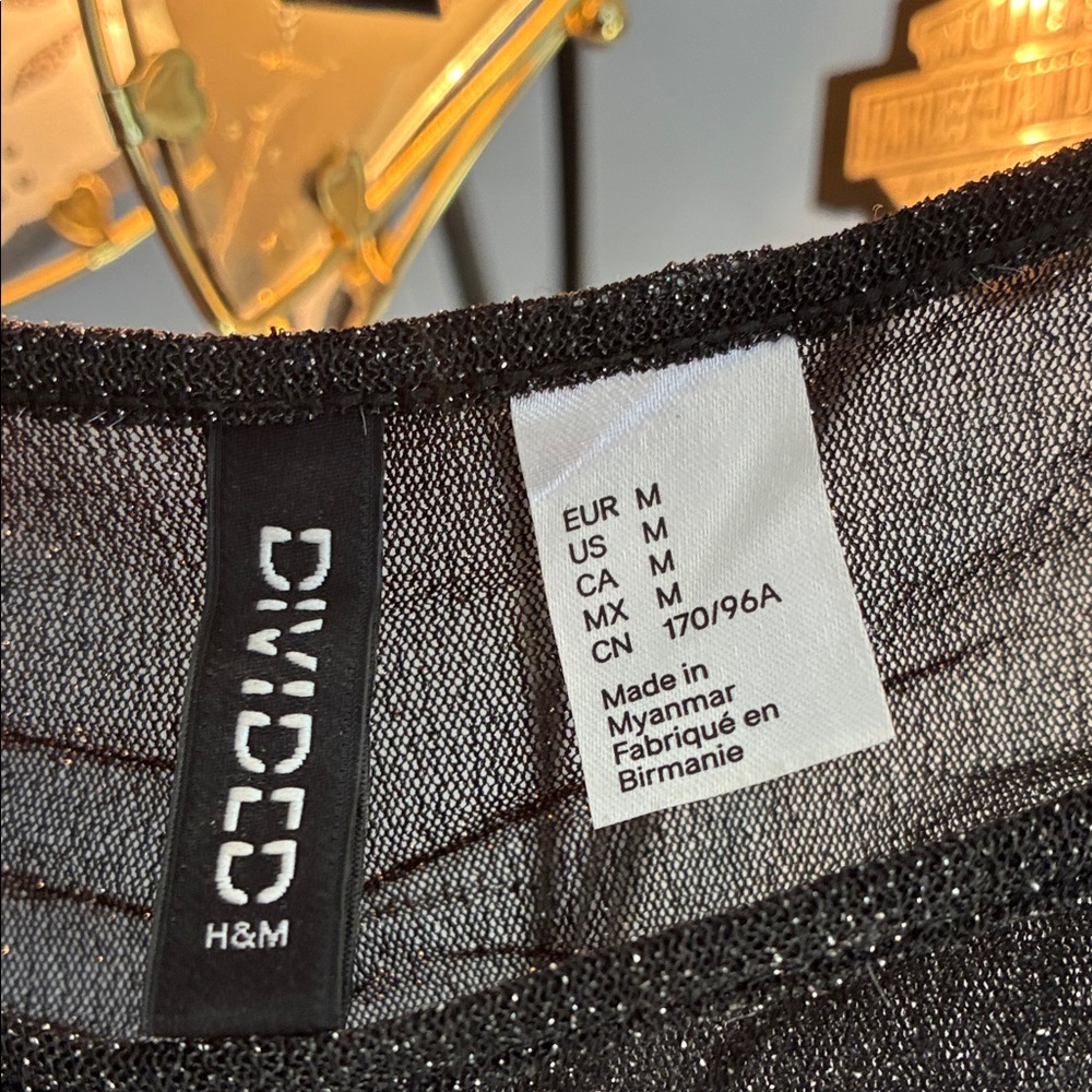 Divided Black Sheer Ruched Top - Picture 2 of 4